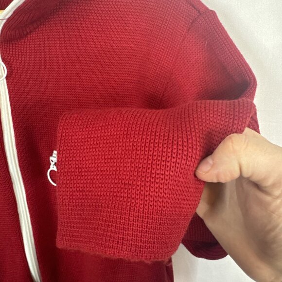 Vintage Tundra Wool Zip Cardigan Men’s S Red White Trim Canada Preppy Curling - Picture 4 of 5